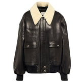 Peltskin Shellar Shearling-Trimmed Leather Bomber Jacket