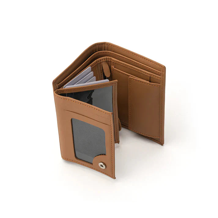 Men's Light Brown Peltskin Bi-Fold Wallet With Coin Pocket
