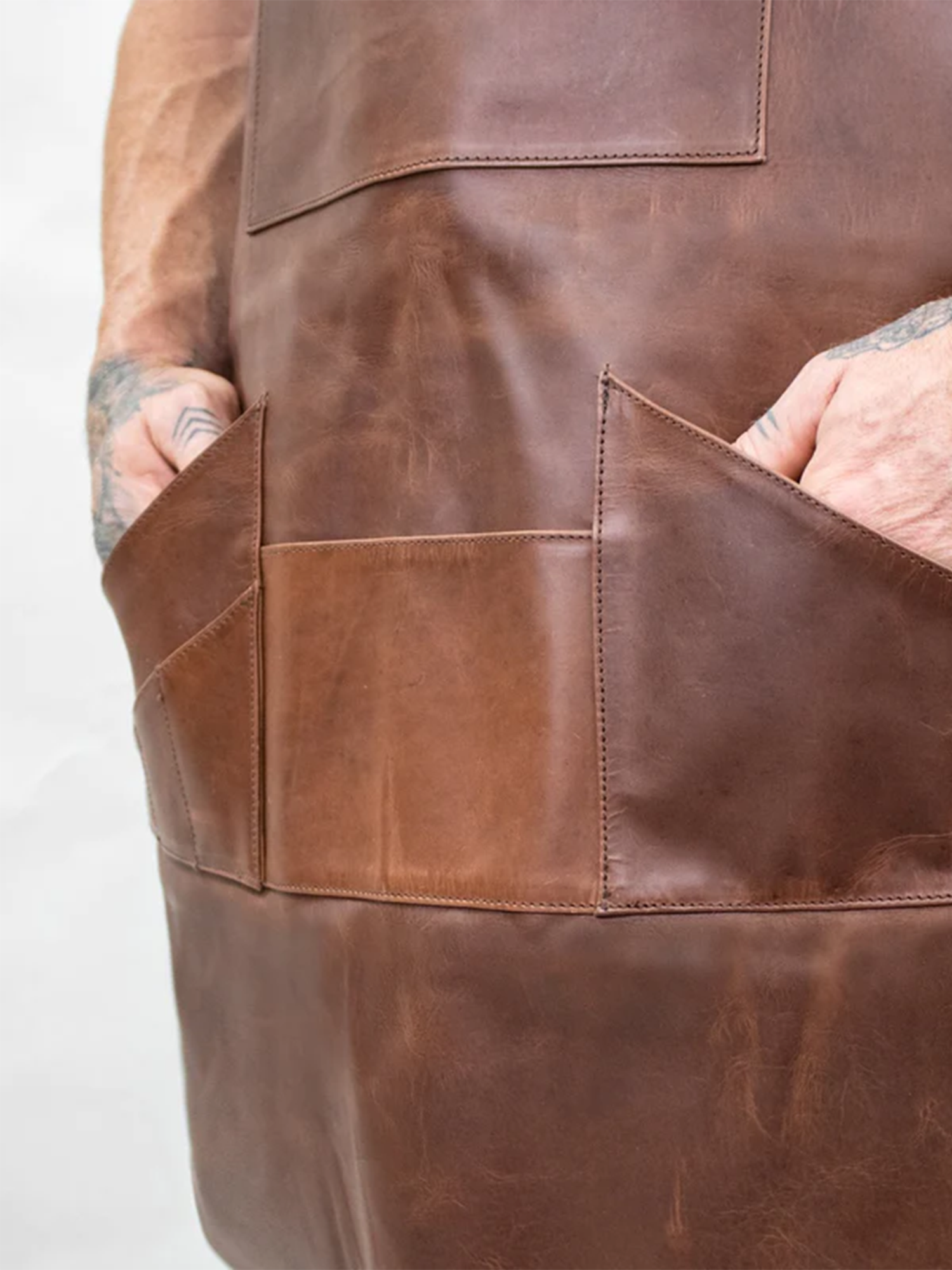 Brown Reticule Multi-Pocket Leather Apron