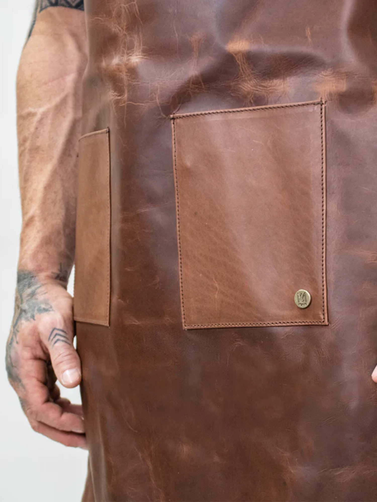 Brown Vellum Double Pocket Leather Apron
