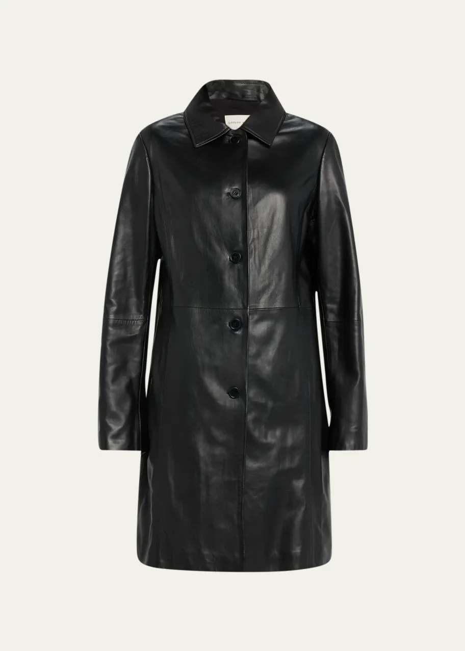 Exquisite Long Leather Overcoat