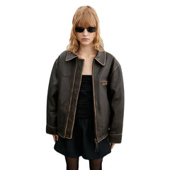 PeltSkin Oversized Worn-Effect Leather Jacket