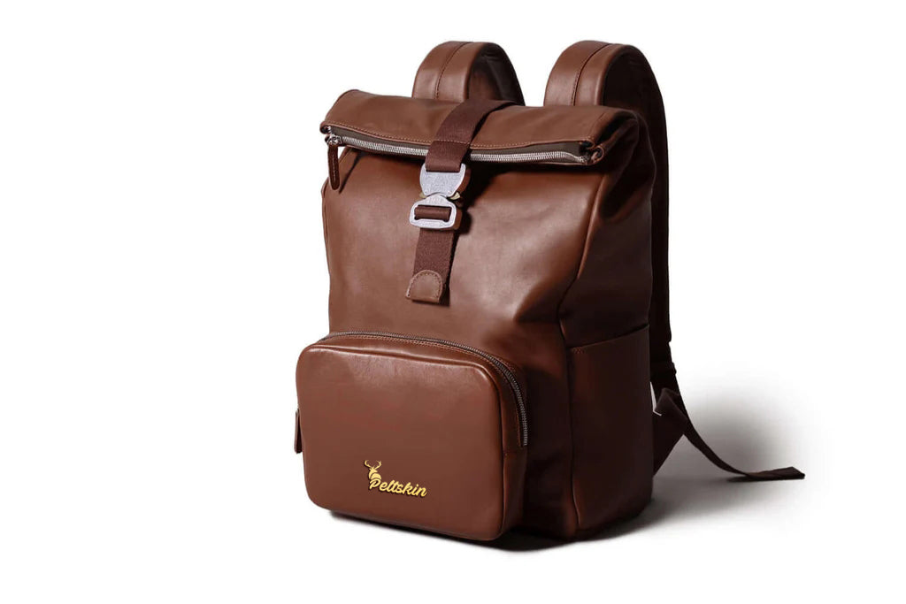 Leather Roll Top Backpack by Peltskin