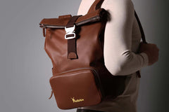 Leather Roll Top Backpack by Peltskin