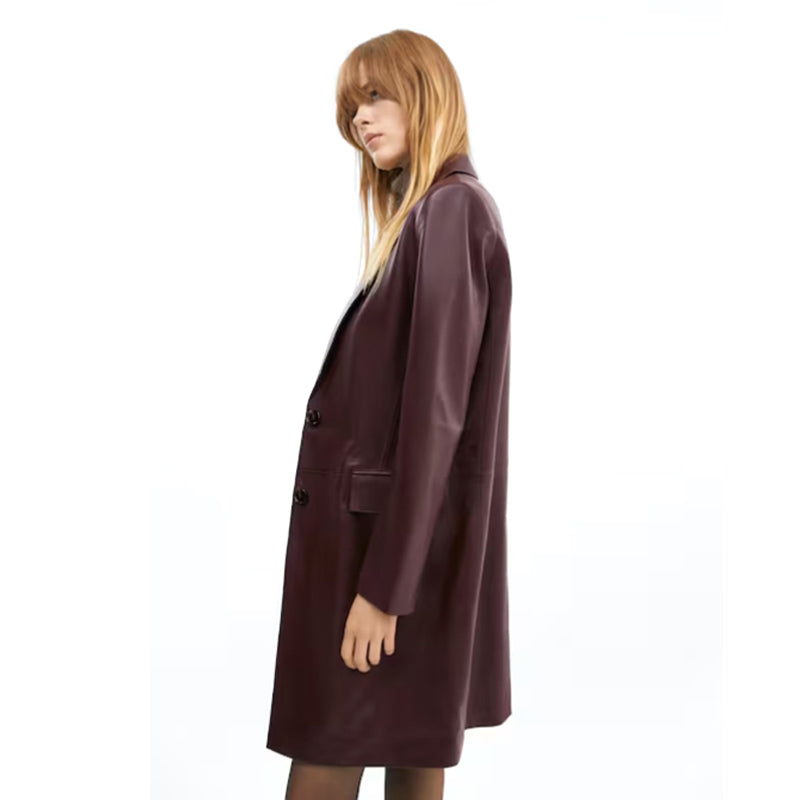 Peltskin Nappa Leather Coat with Lapels