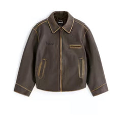 PeltSkin Oversized Worn-Effect Leather Jacket