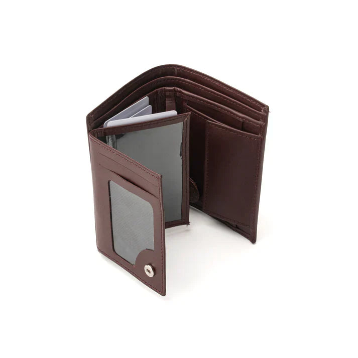 Men's Dark Brown Bi-Fold Peltskin Wallet With Internal Snap