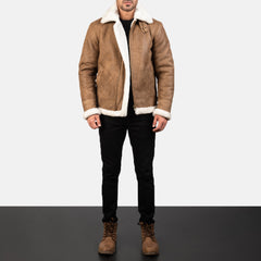 Francis B-3 Distressed Brown Leather Jacket