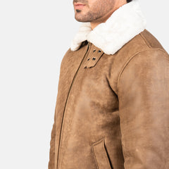Francis B-3 Distressed Brown Leather Jacket