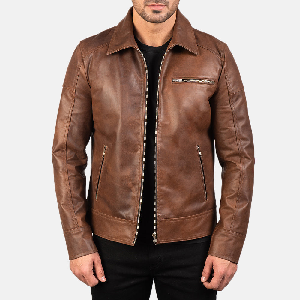 Lavendard Brown Leather Jacket