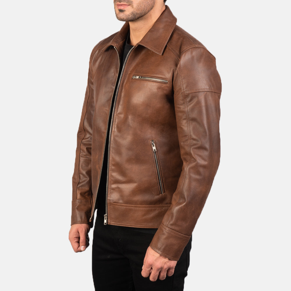 Lavendard Brown Leather Jacket