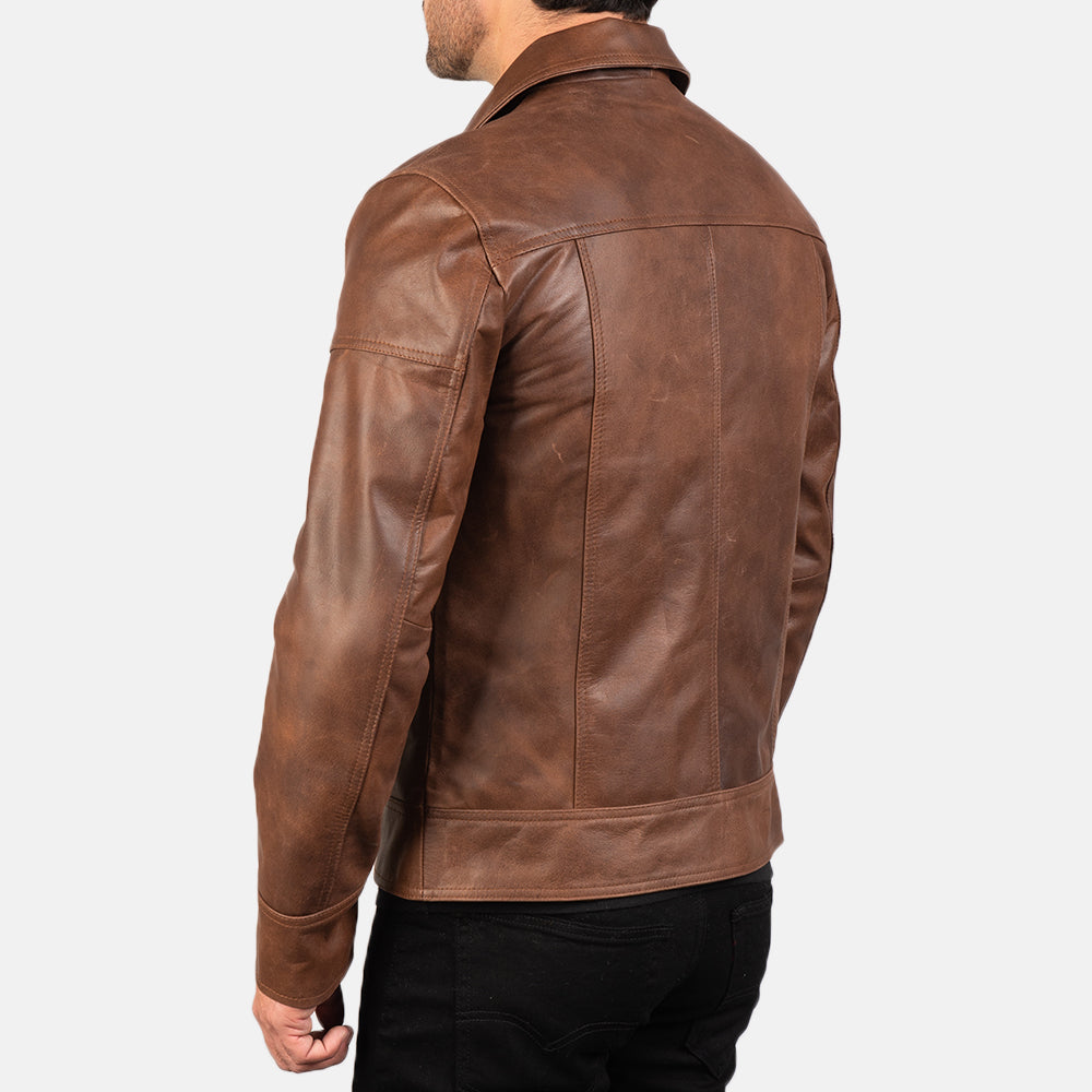 Lavendard Brown Leather Jacket