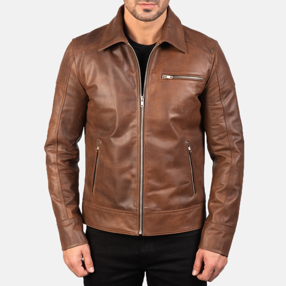 Lavendard Brown Leather Jacket