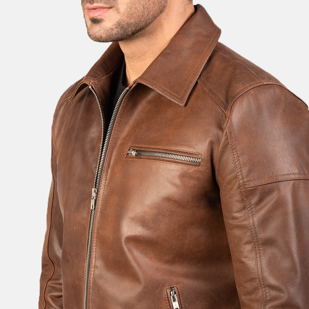 Lavendard Brown Leather Jacket