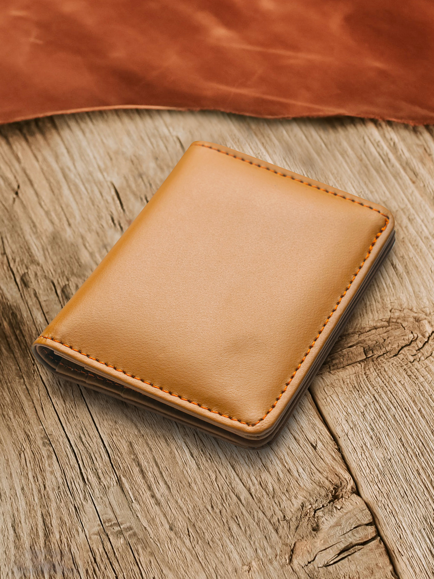 Handcrafted Camel Brown Mini Peltskin Wallet For Men