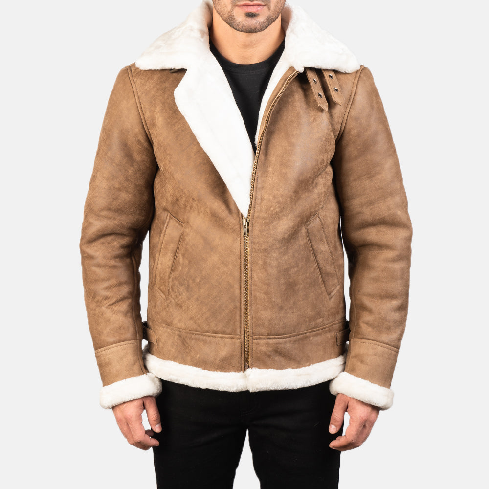 Francis B-3 Distressed Brown Leather Jacket