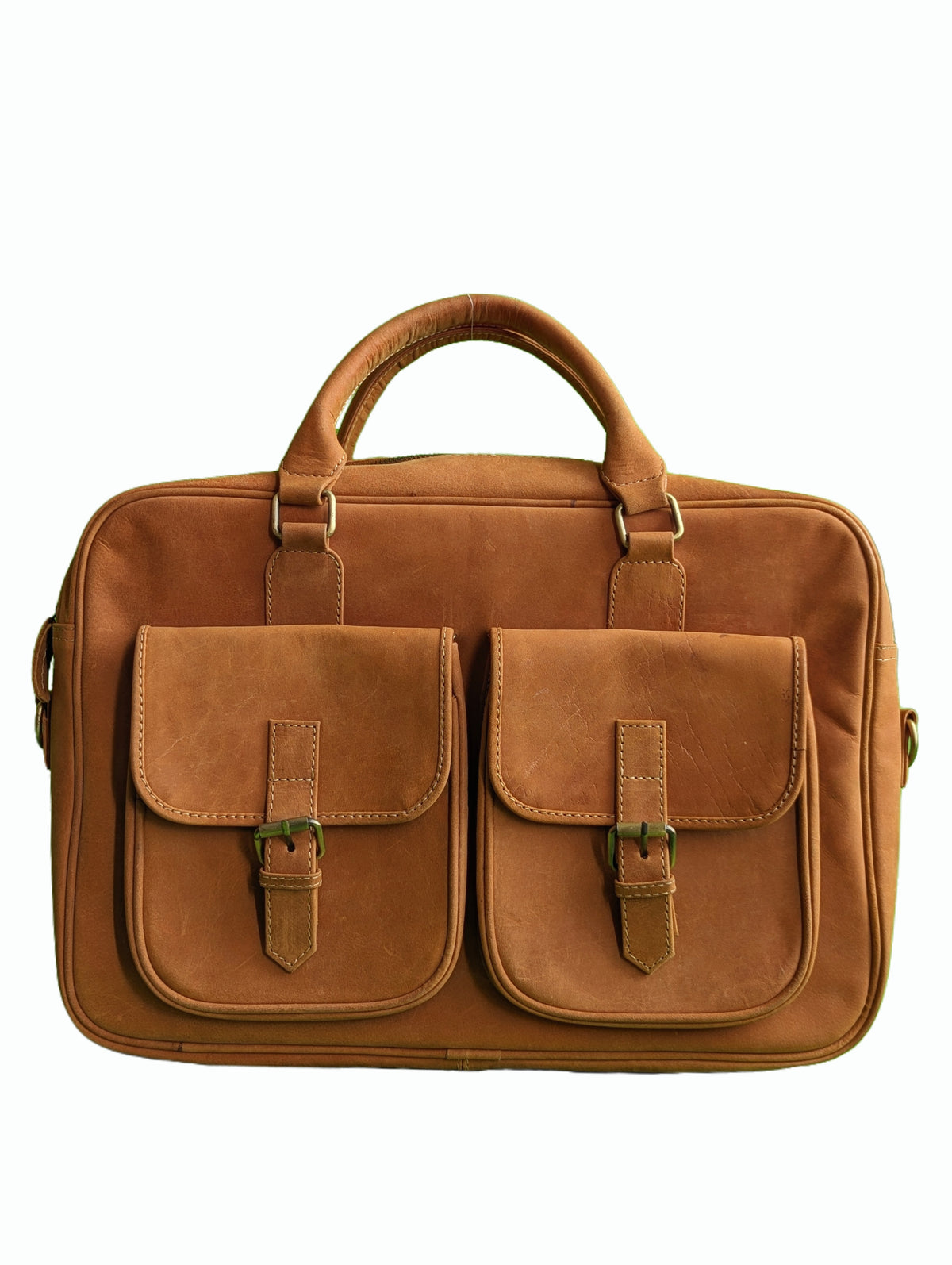 Peltskin Leather Laptop Bag - Camel Brown | Premium Genuine Leather Laptop Briefcase for Work & Travel | Stylish & Durable